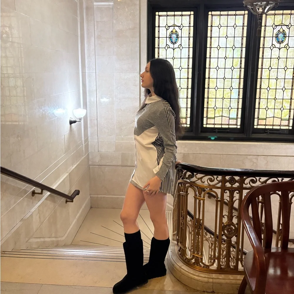 Collared Layered Sweater blouse Top - Picture 4 of 10